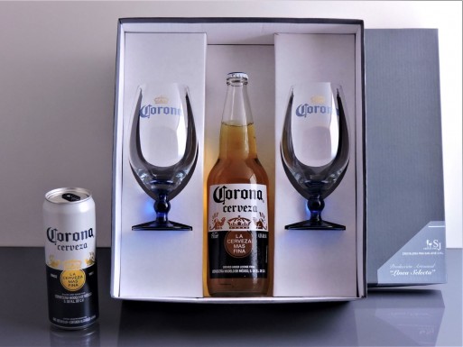 Packaging Copa Cervecera con Logo pierna Azul