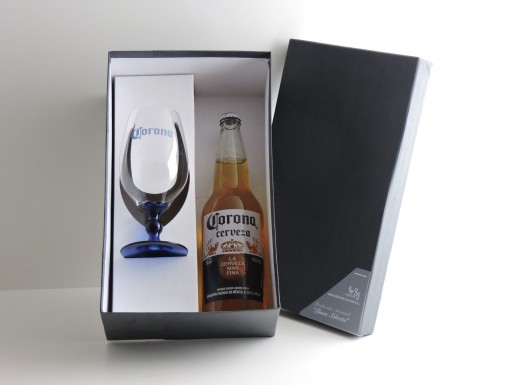 Packaging Copa Cervecera con Logo pierna Azul