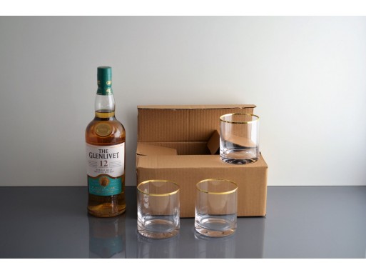 Packaging Vaso Tradicional Whisky Liso F/Oro - Plata